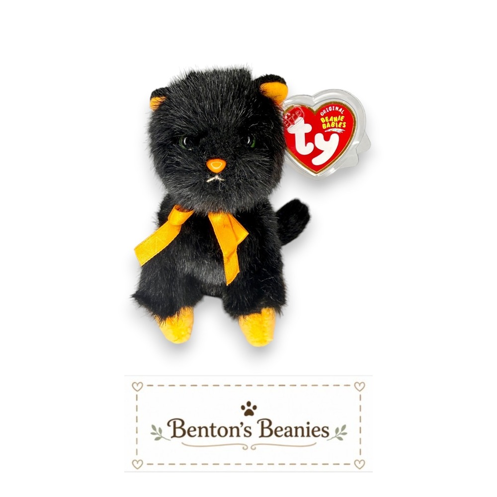 Jinxy the Cat Ty Beanie Baby | Lucky Black Cat 🧡 | Mint Heart Tag ⭐